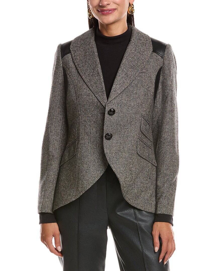 Stella + Lorenzo Wool-blend Blazer In Gray