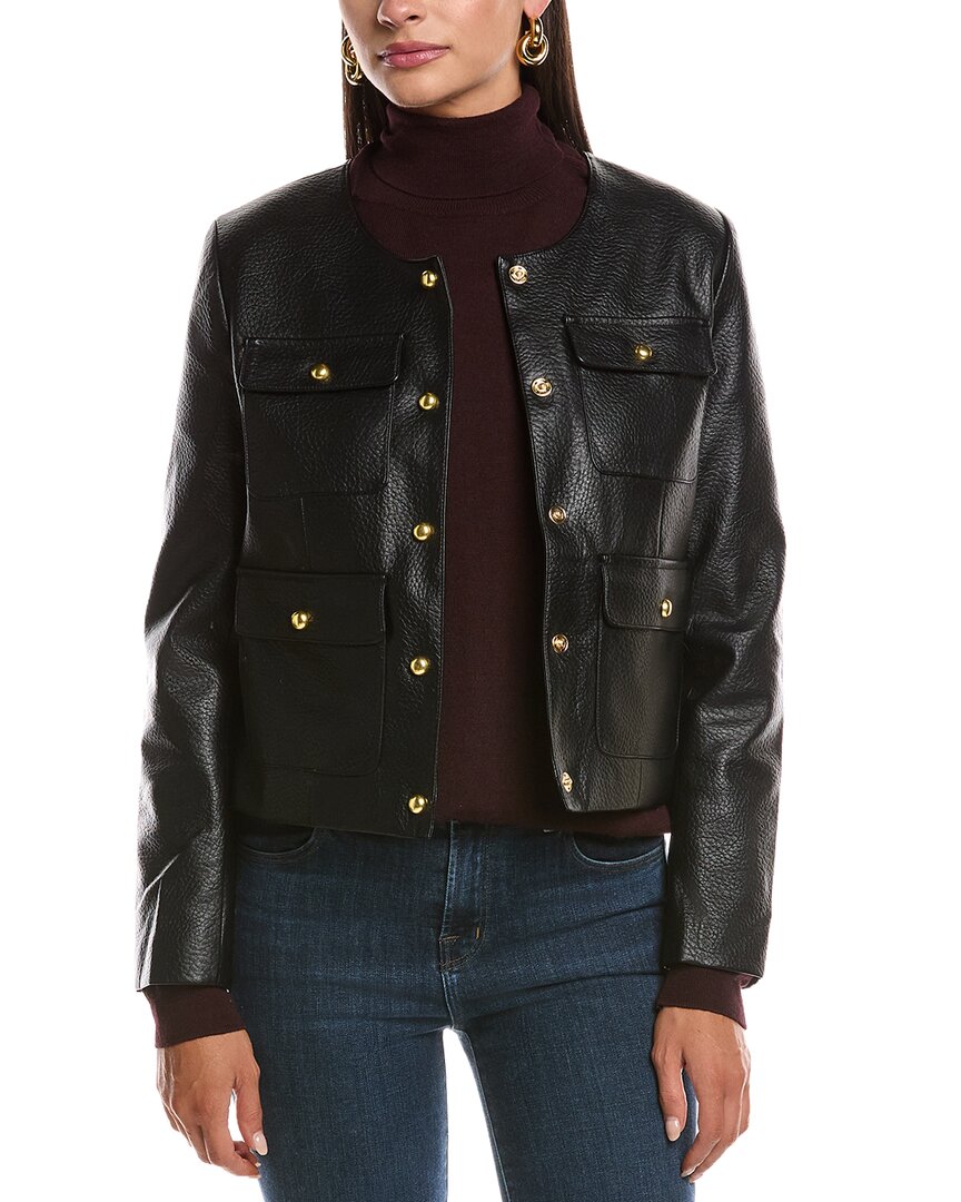 Stella + Lorenzo Vegan Leather Jacket In Black