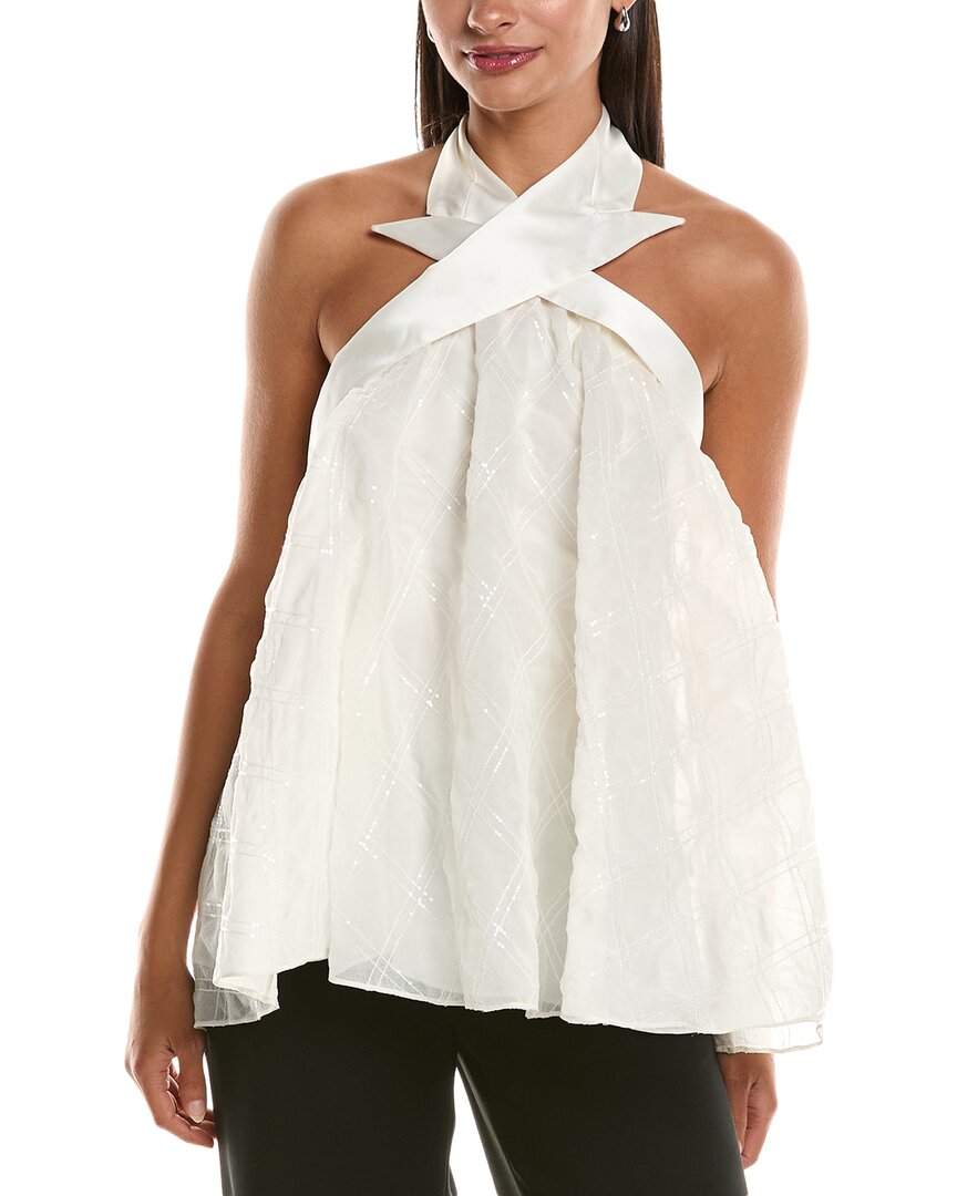 Brunello Cucinelli Silk Capelet Top In White