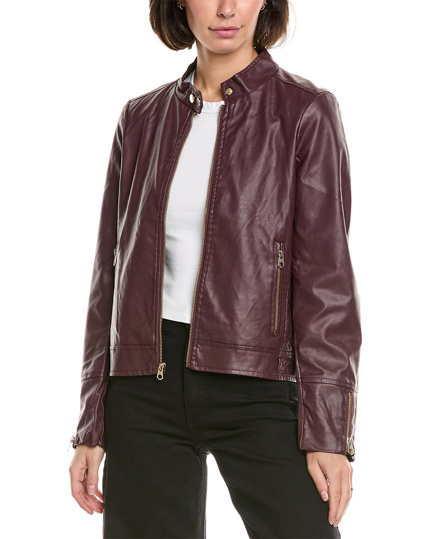 French Connection Stand Collar Jacket In Burgundy