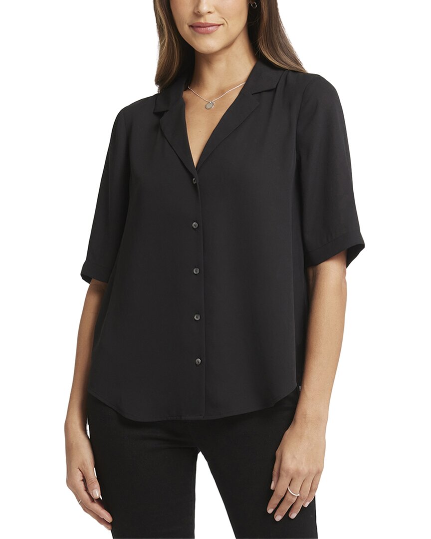 Nydj Gabrielle Floral Print Camp Shirt In Black