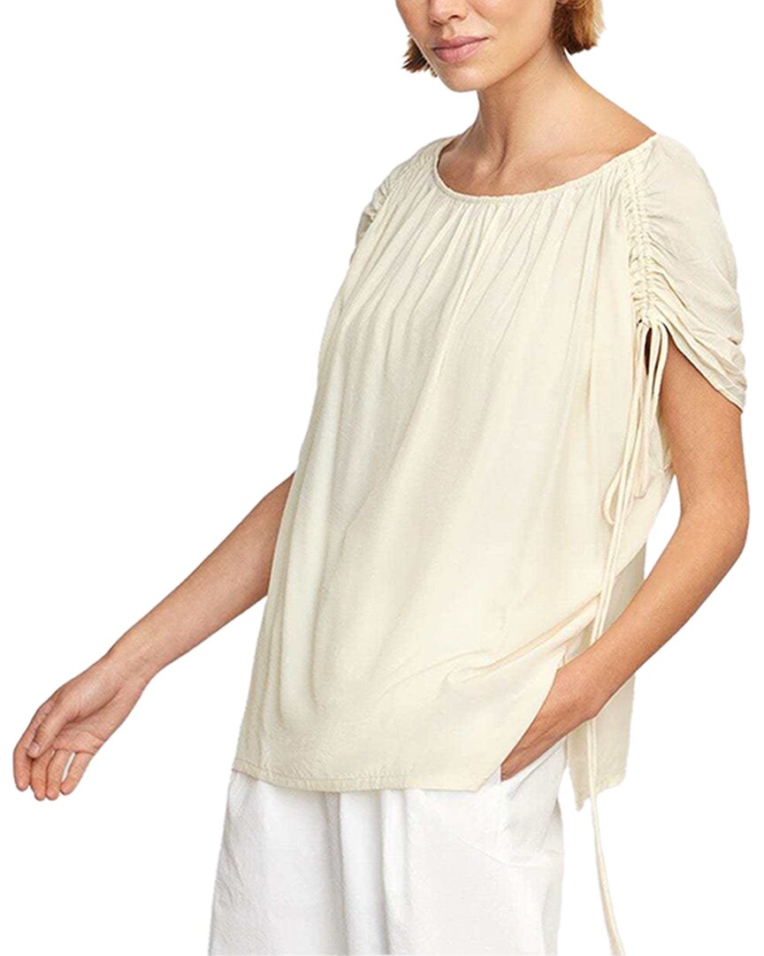 Modern Citizen Akari Semi-sheer Gathered-shoulder Blouse In Neutral