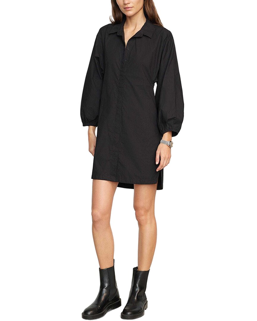 Modern Citizen Clara Open-back Button Down Dress In Black