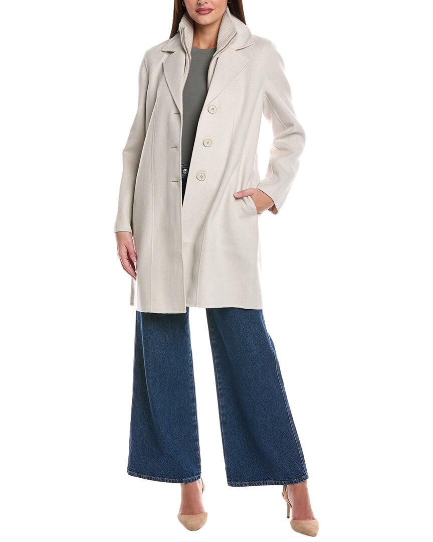 Forte Cashmere Knit Wool & Cashmere-blend Coat In White