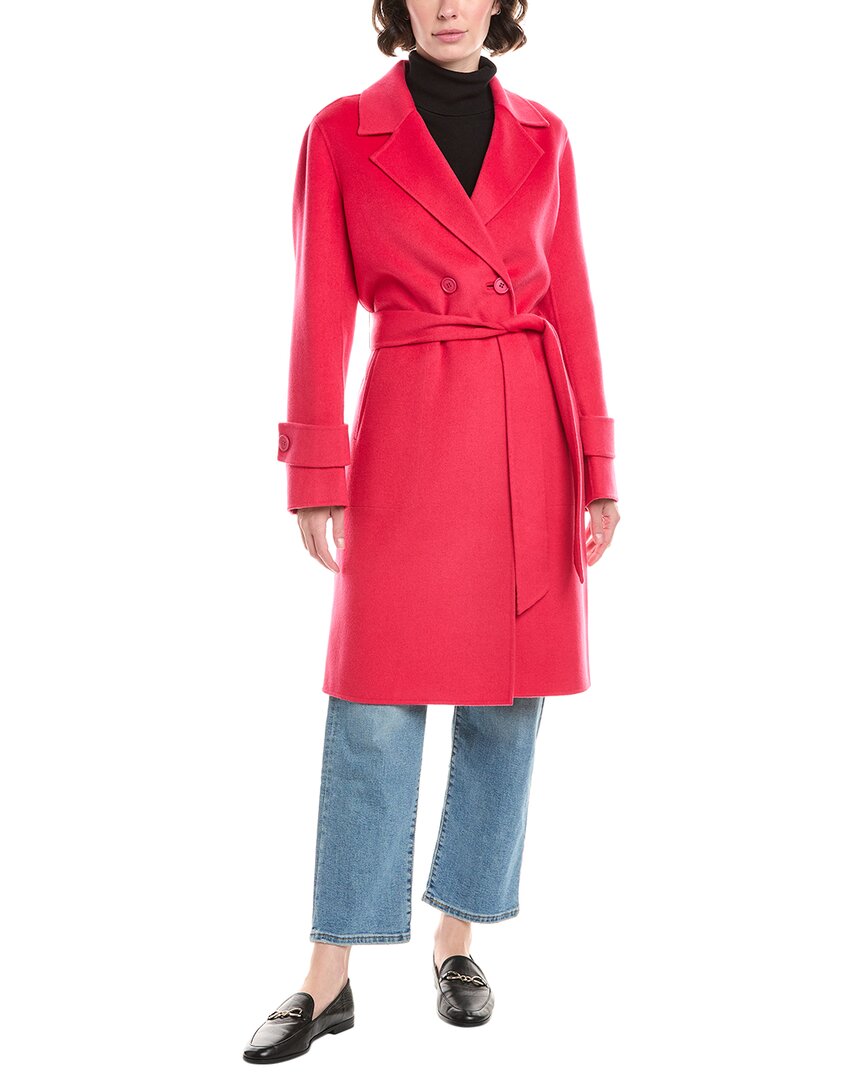 Forte Cashmere Belted Wool & Cashmere-blend Coat In Red