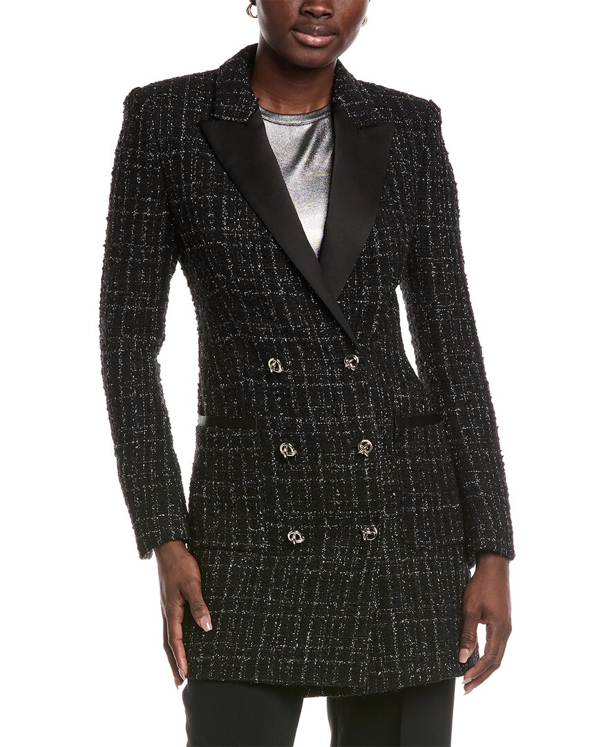 Hugo Boss Boss Dansian Tweed Long Sleeve Minidress In Black