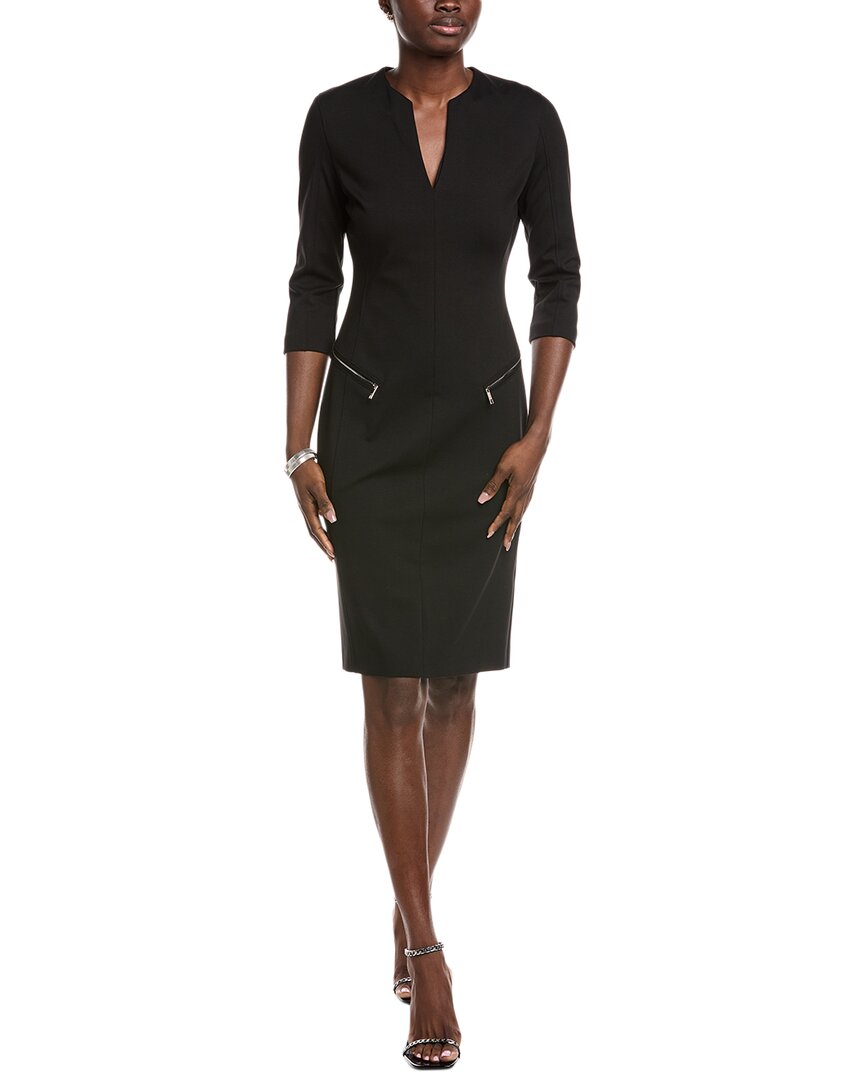 Hugo Boss Boss Dalmar Split Neck Dress In Black