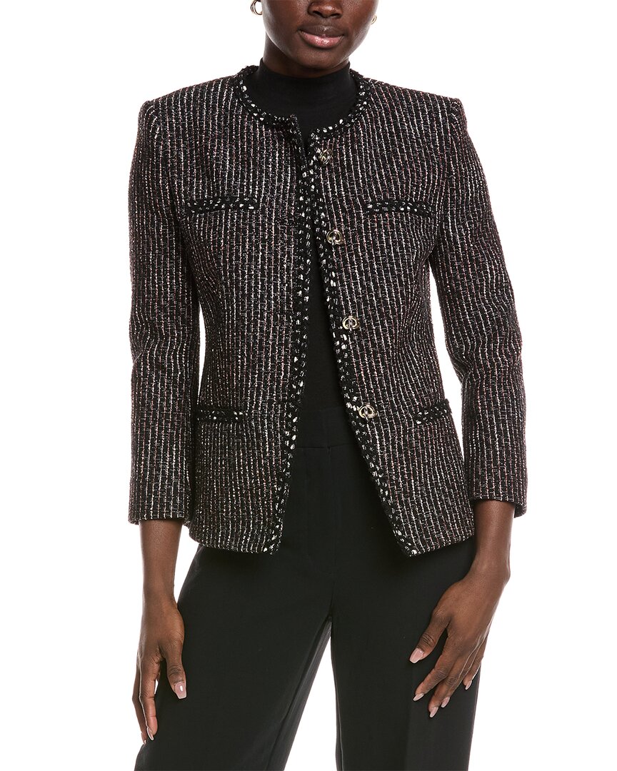Hugo Boss Boss Jia Stripe Tweed Jacket In Black