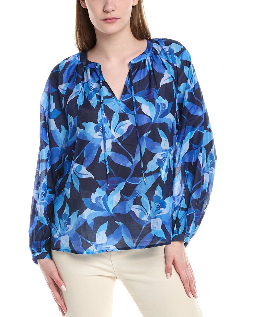 Tommy Bahama Seaside Brights Silk-blend Peasant Blouse In Blue
