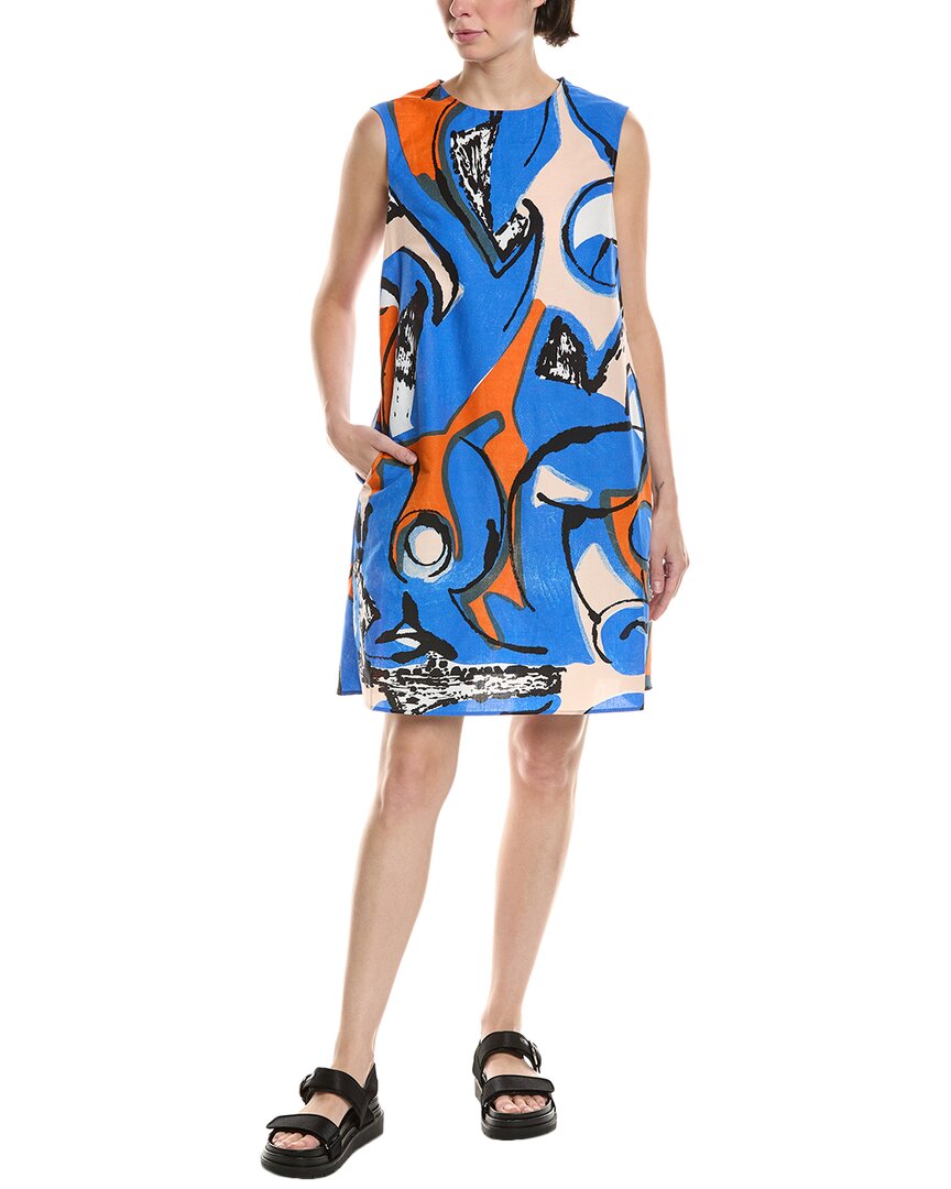 Marimekko Anemonet Eldfamn Linen-blend Shift Dress In Blue