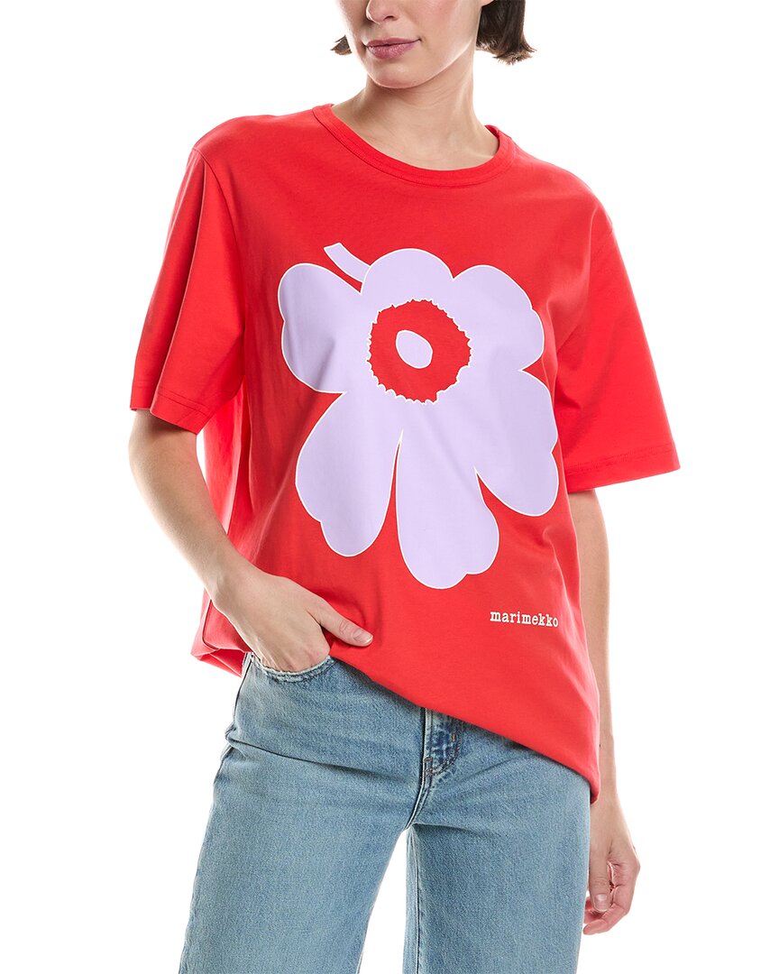 Marimekko Vihne Piirto Unikko T-shirt In Red