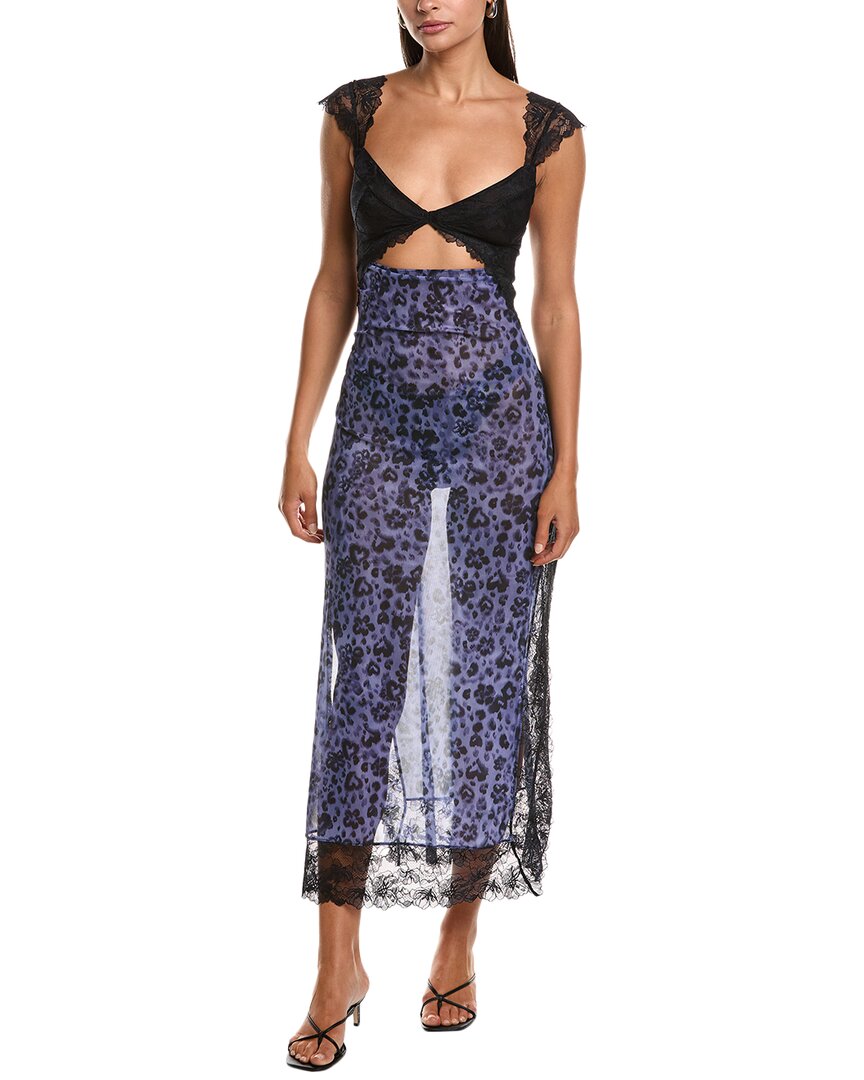 Free People Suddenly Fine Maxi Slip Dress Evening Combo In Blue