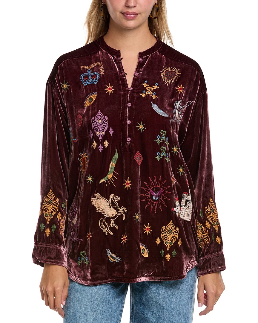 Johnny Was Belina Silk-blend Tunic In Red