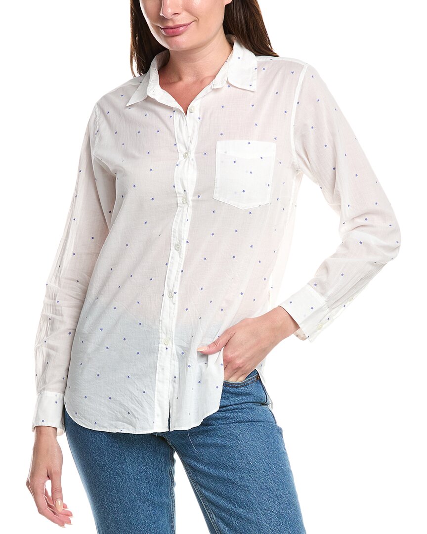 G1 Star Print Airy Lawn Shirt In White