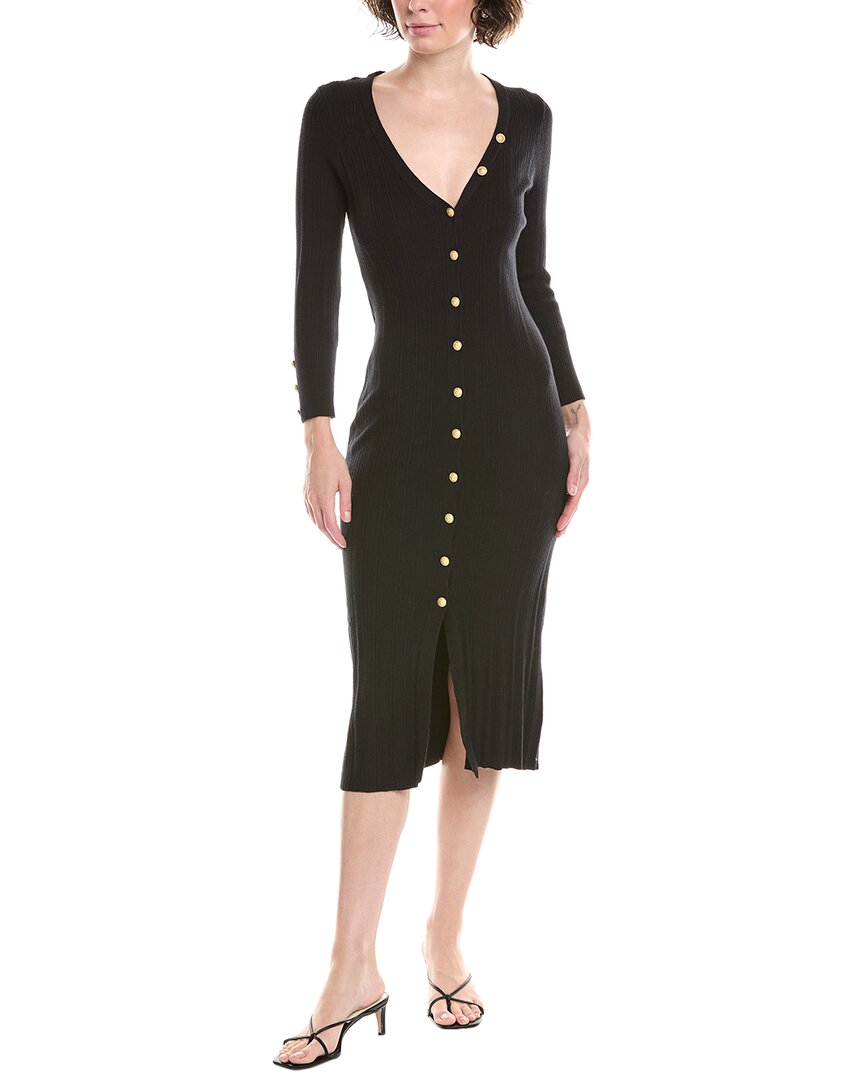 L'agence Kyra Button Duster Silk-blend Dress In Black