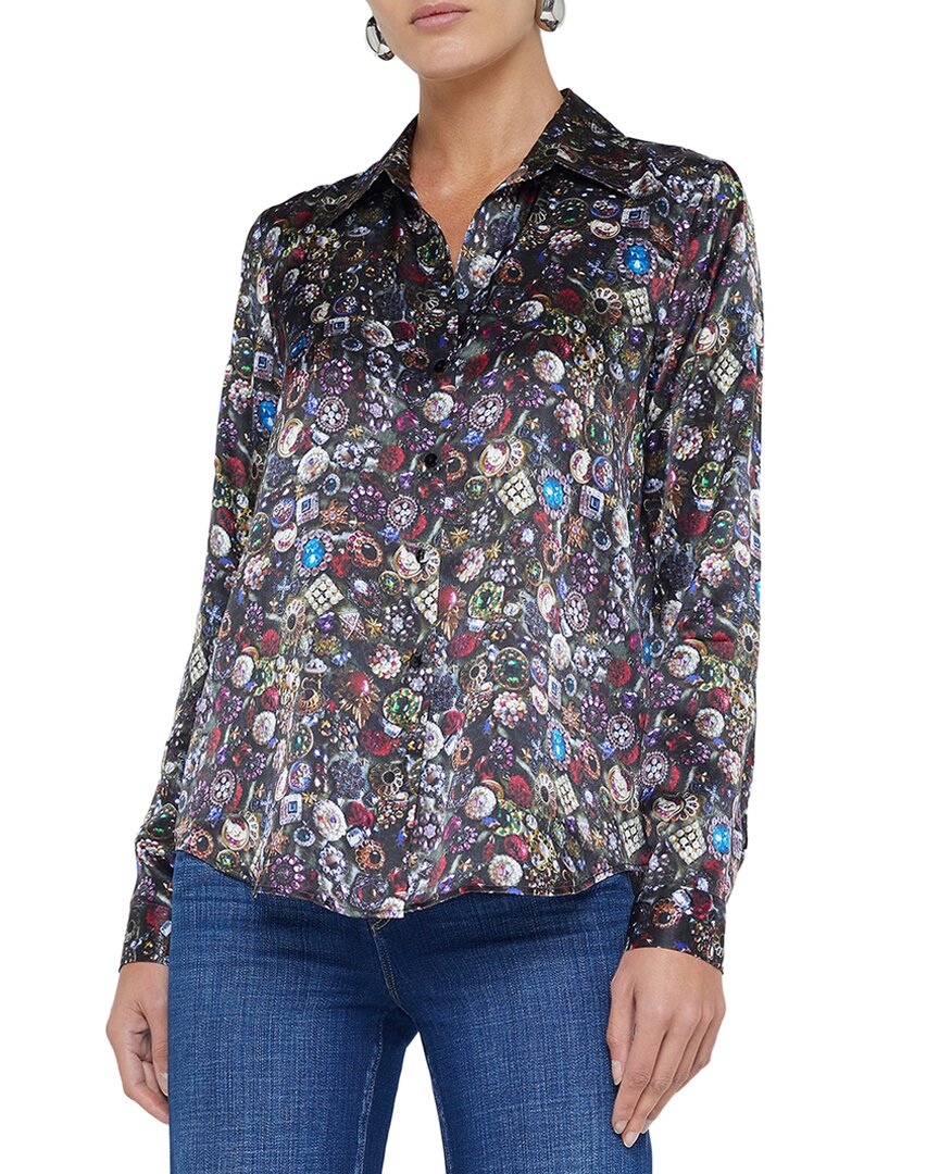 L Agence Tyler Multi Vintage Jewel Silk Blouse In Multi