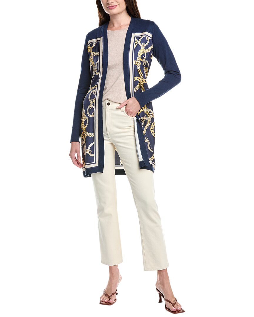 L Agence L'agence Beverly Silk-blend Cardigan In Blue