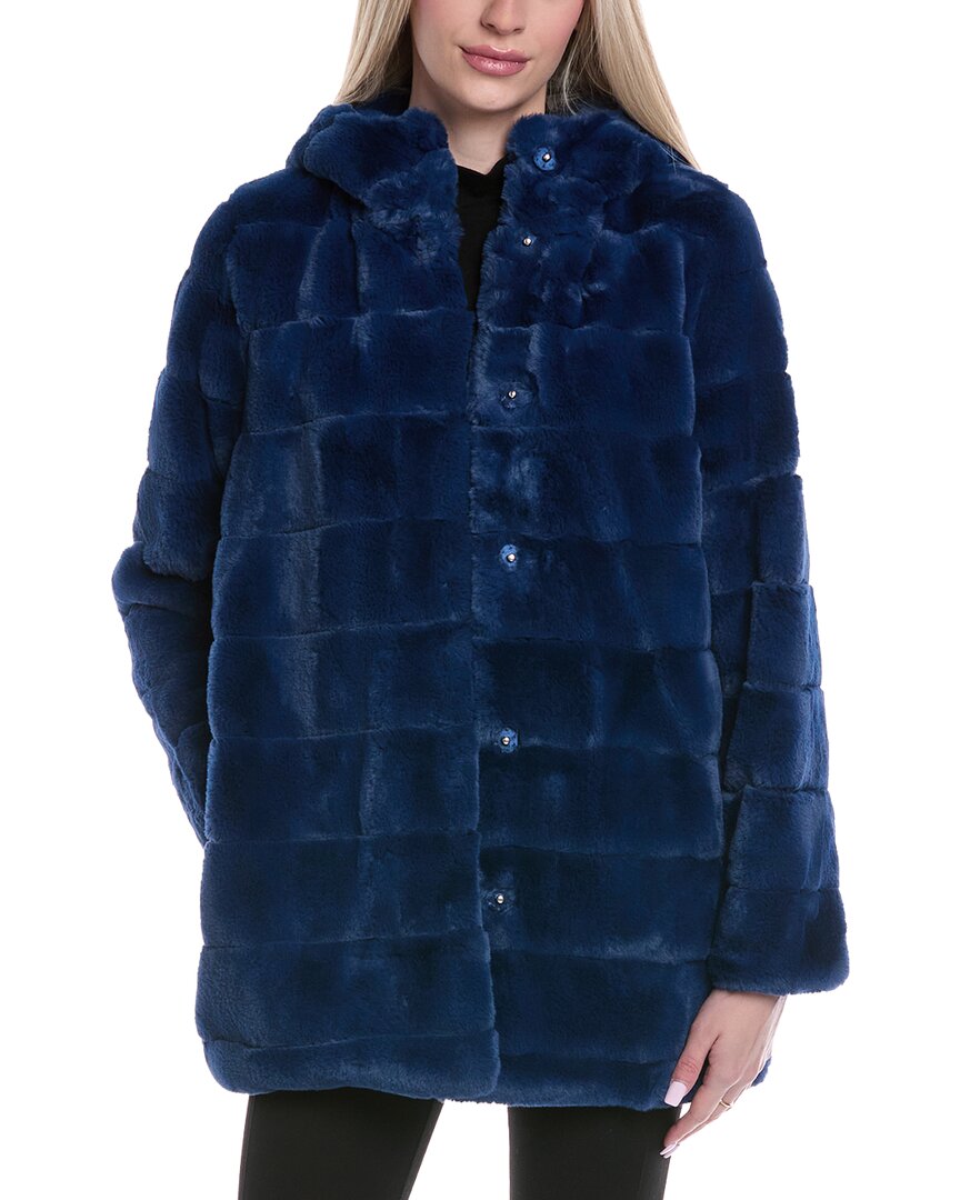 Kenneth Cole Fuzzy Coat In Blue