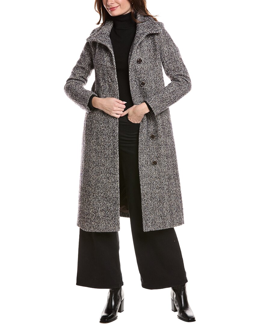 Kenneth Cole New York Tweed Wool-blend Walker Coat In Gray