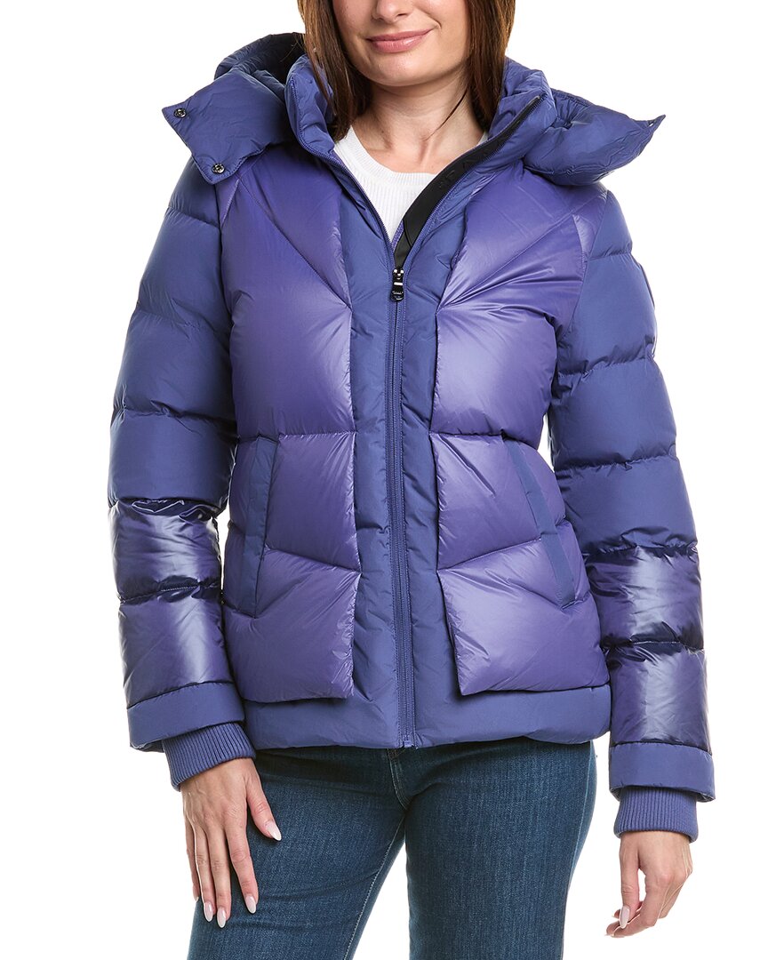 Pajar Mixed Media Layered Look Puffer Jacket In Blue