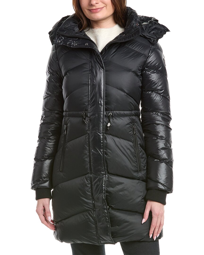 Pajar Channel Quilted Puffer Down Coat In Black