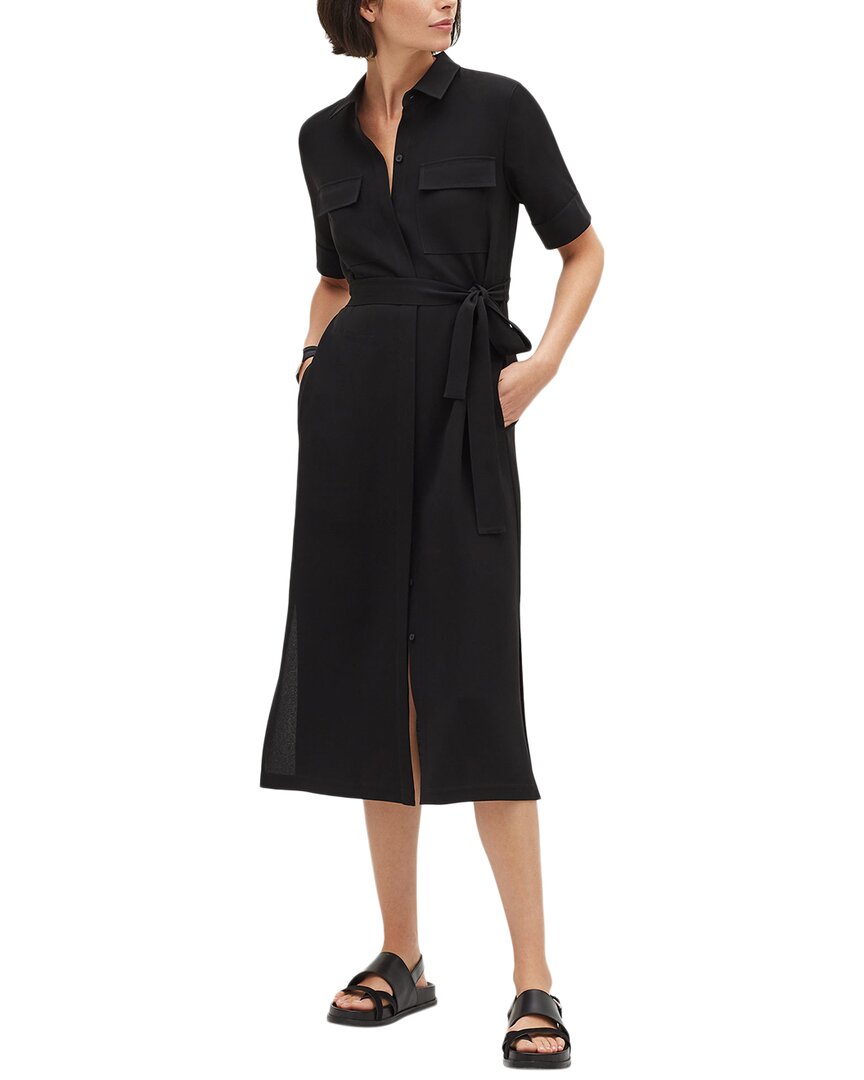 Lafayette 148 Finesse Crepe Short Sleeve Midi Doha Shirtdress