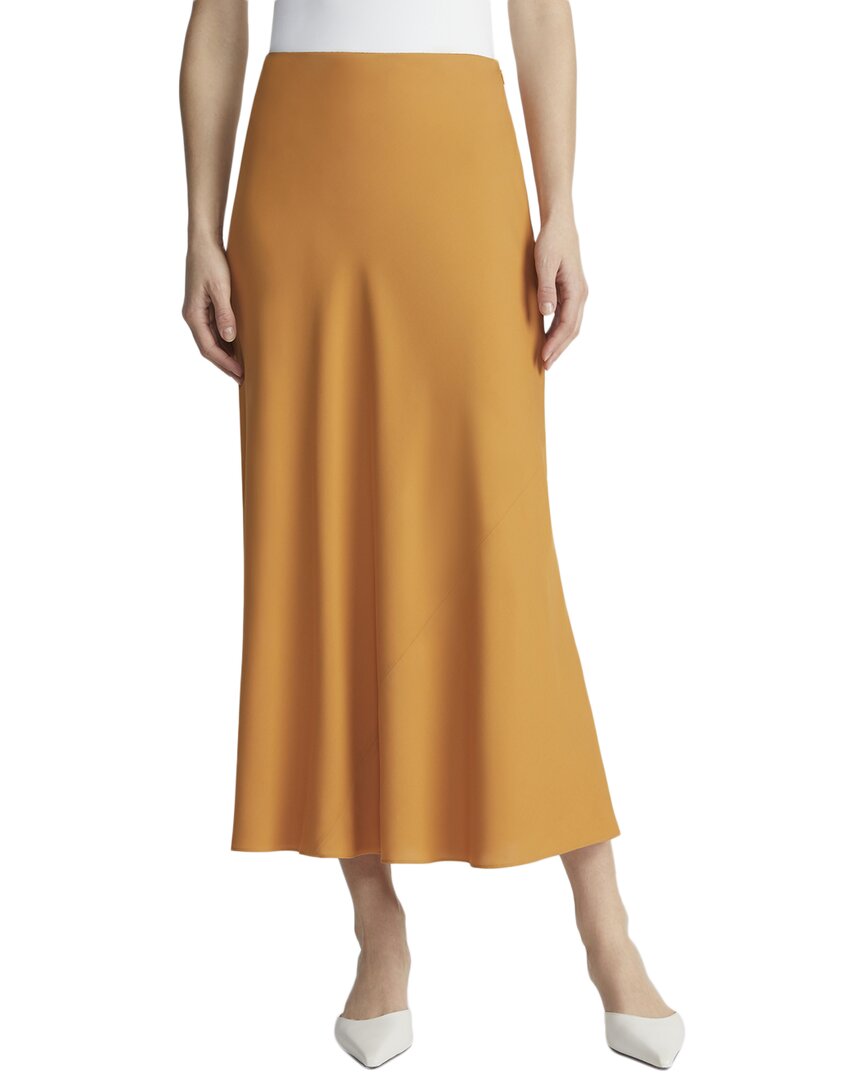 Lafayette 148 New York Bias Cut Flared Silk Maxi Skirt In Orange