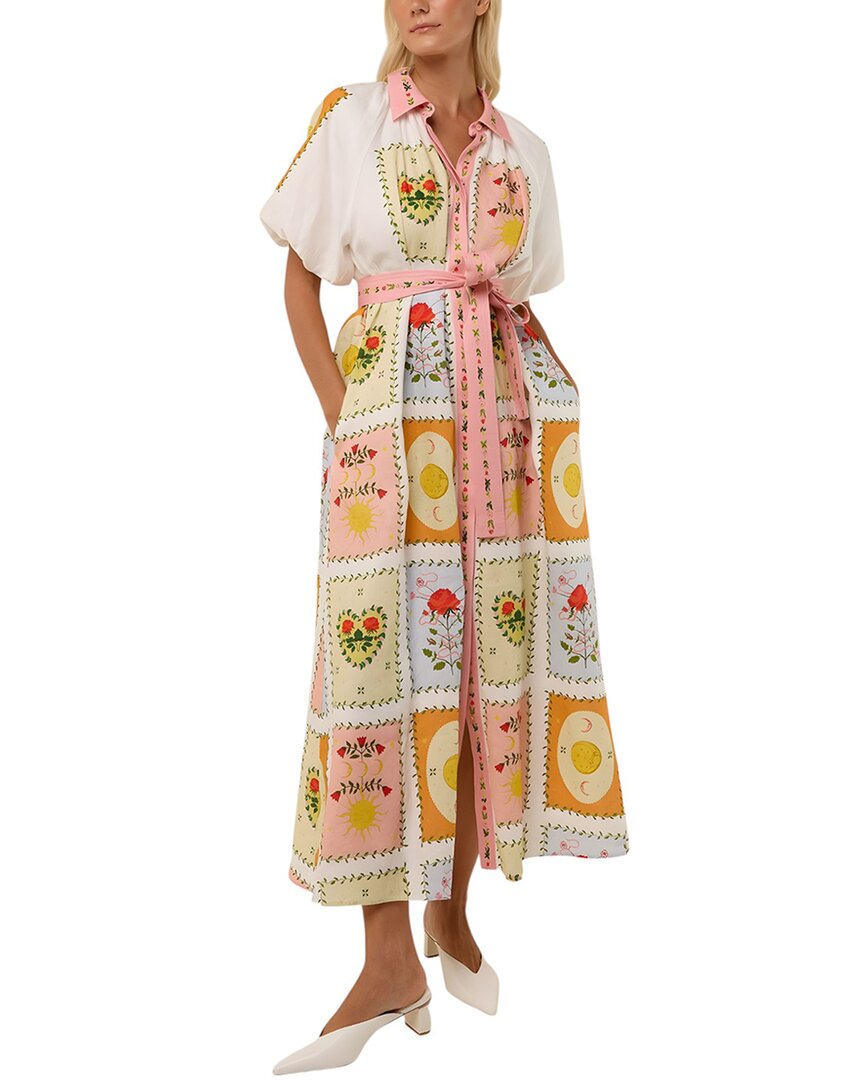Multi Amina Glam Linen-blend Midi Dress
