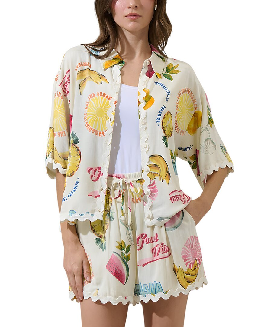Esea 2pc Linen-blend Shirt & Short Set In Multi