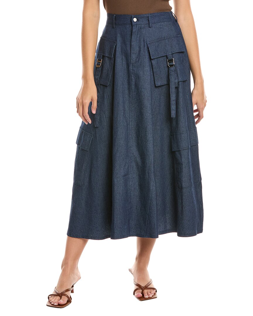 Gracia Denim Cargo Skirt In Blue
