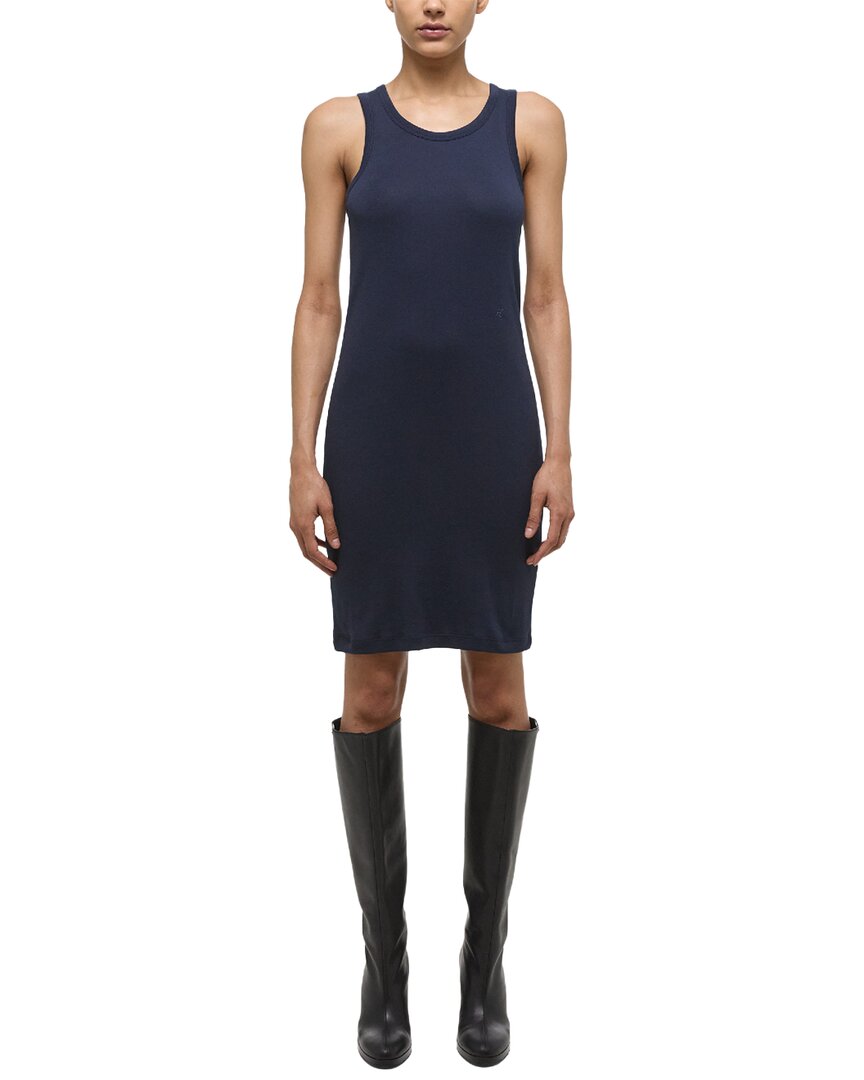 Helmut Lang Soft Ribbed Tank Dress In Blue