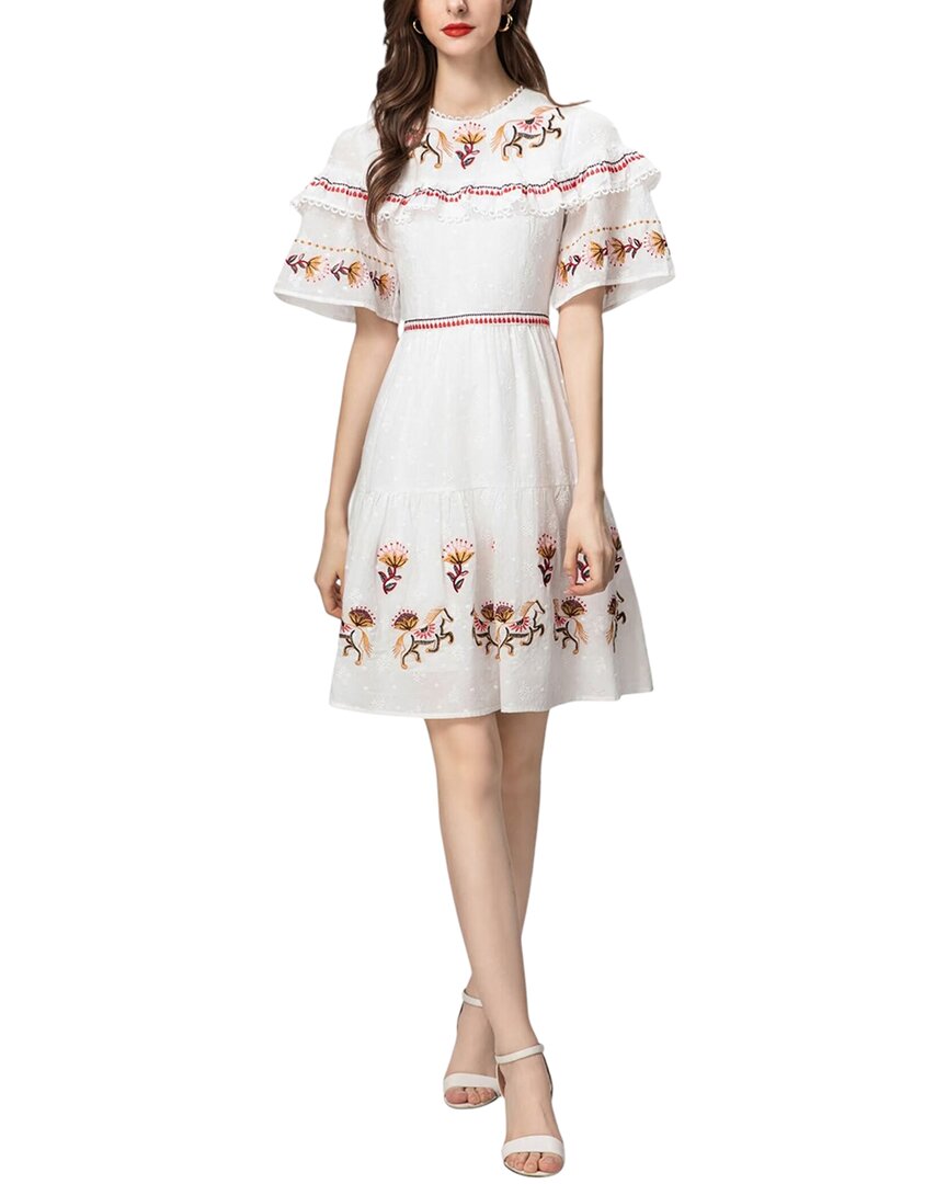 Adele Berto Mini Dress In White