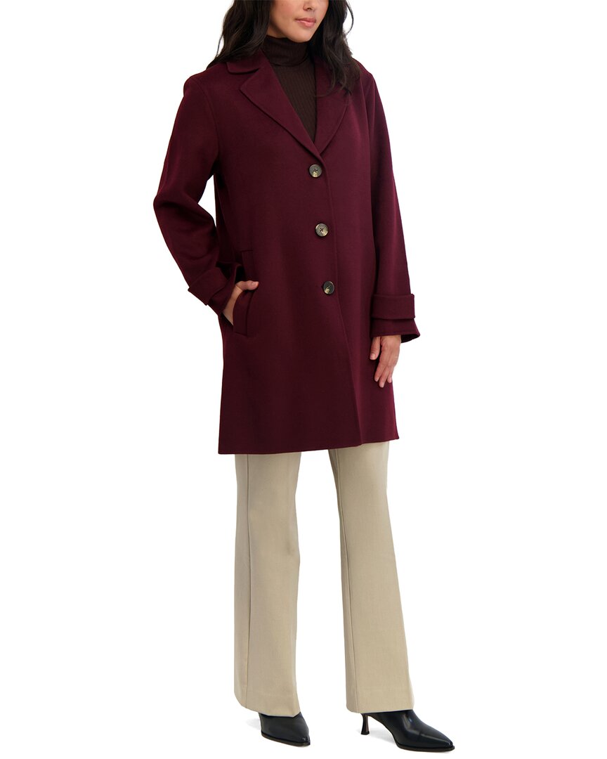 Tahari Mari Long Wool-blend Coat In Burgundy