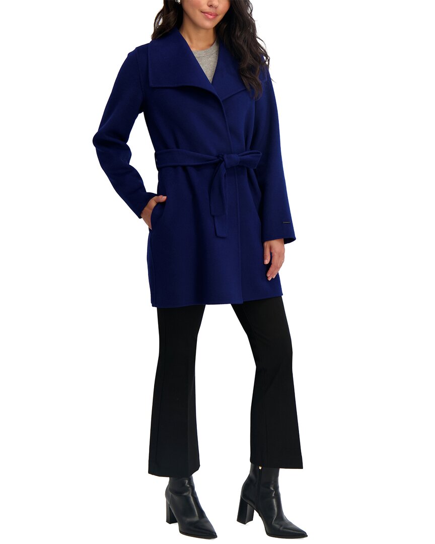Tahari Ella Medium Wool-blend Coat In Blue