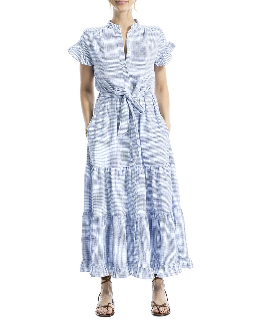 Max Studio Ruffle Hem Belted Maxi Dress In Blue