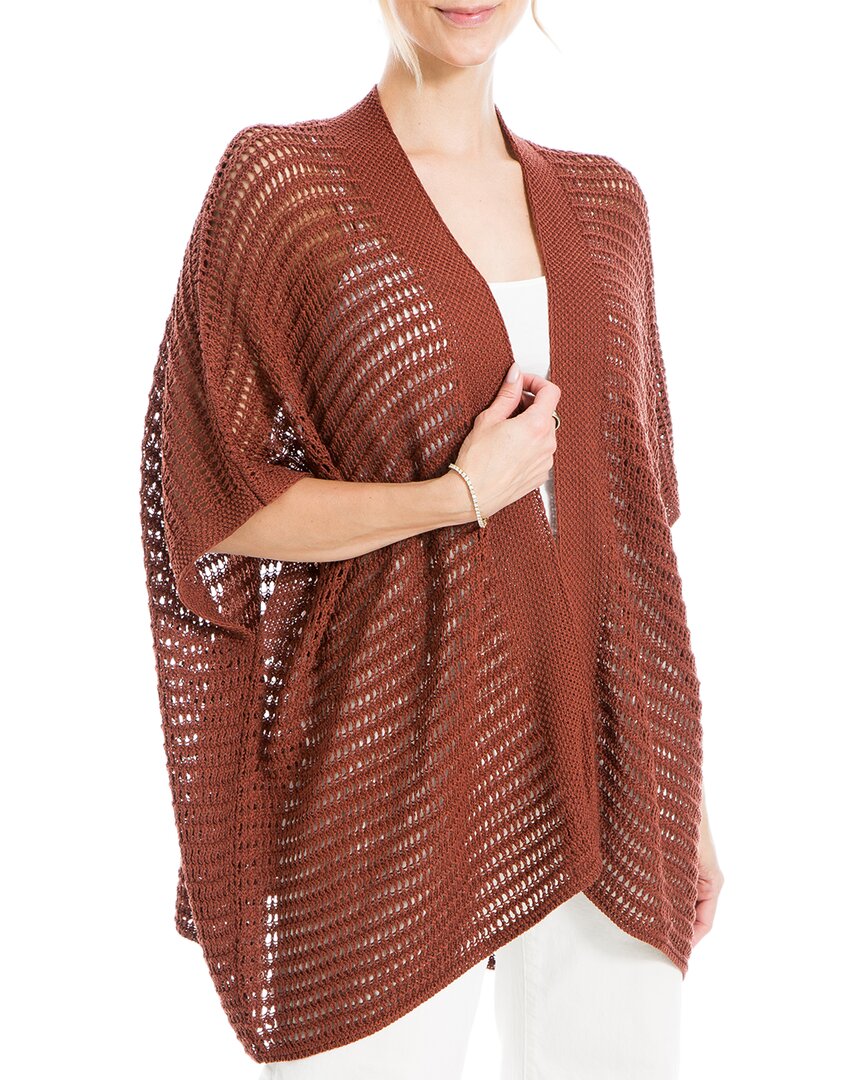 Max Studio Open Weave Cardigan In Brown