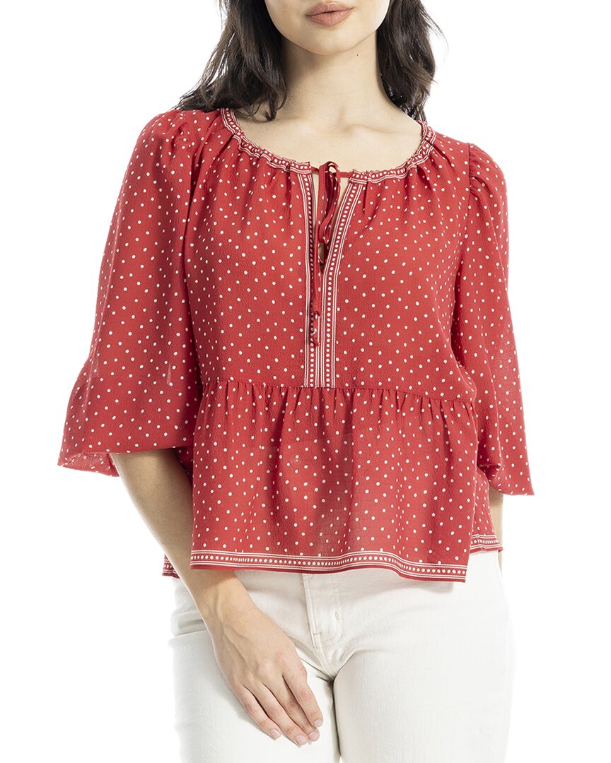 Max Studio Ballon Sleeve Blouse In Red