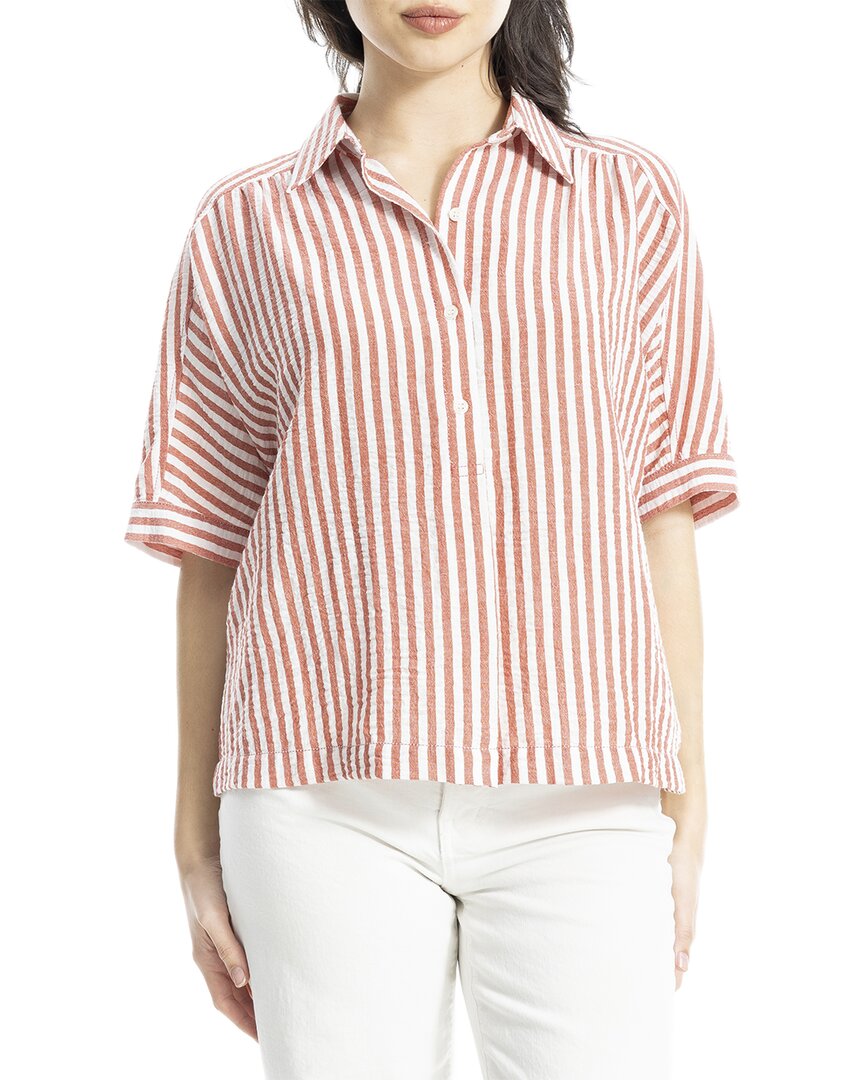 Max Studio Collared Button-front Blouse In Red