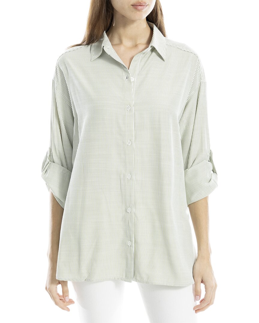 Max Studio Rolled Tab Sleeve Oversized Shirt In White