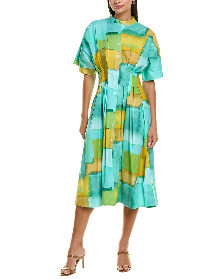 Natori Pleat Release Dress In Green