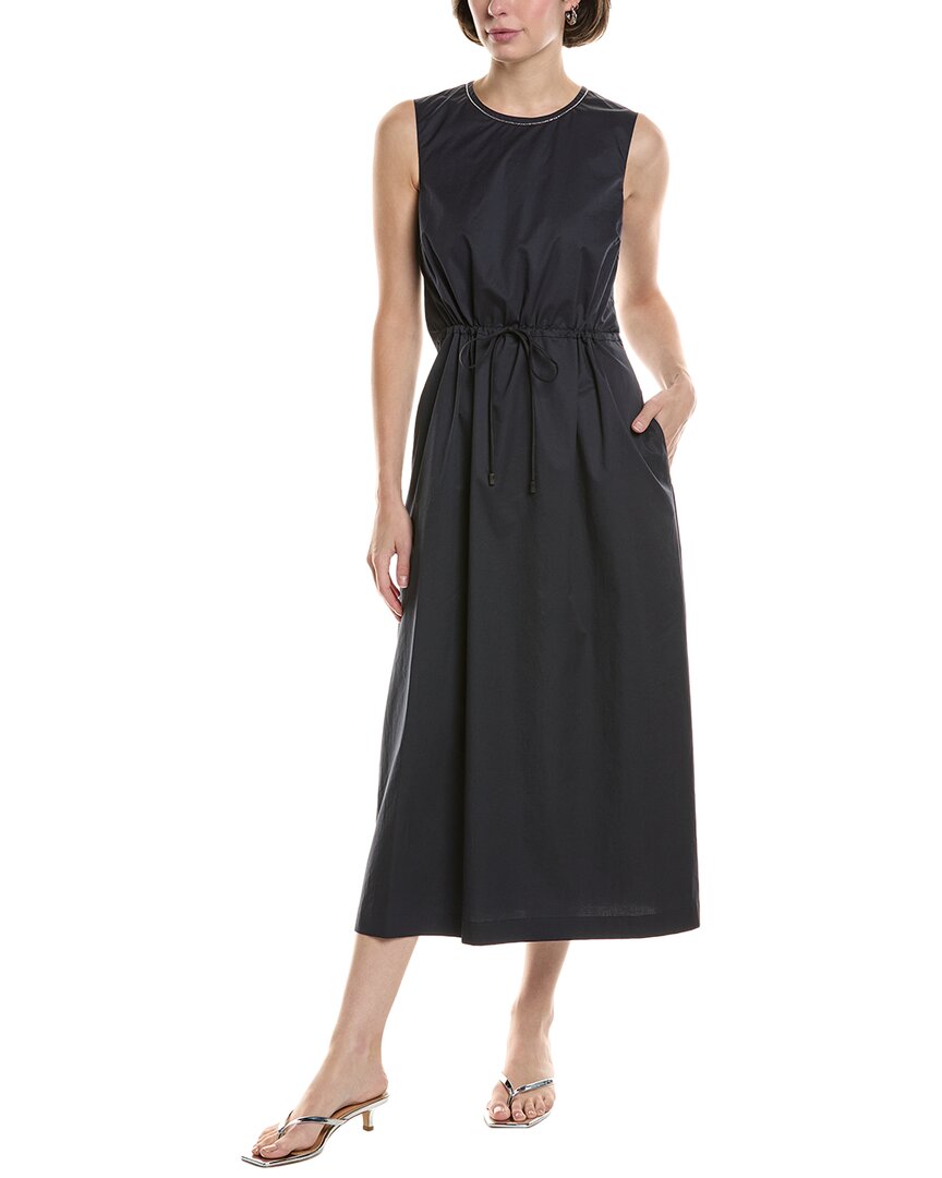 Peserico Drawstring Midi Dress In Black