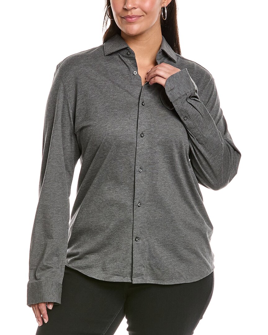 Reiss Plus Lebar Jersey Shirt In Gray