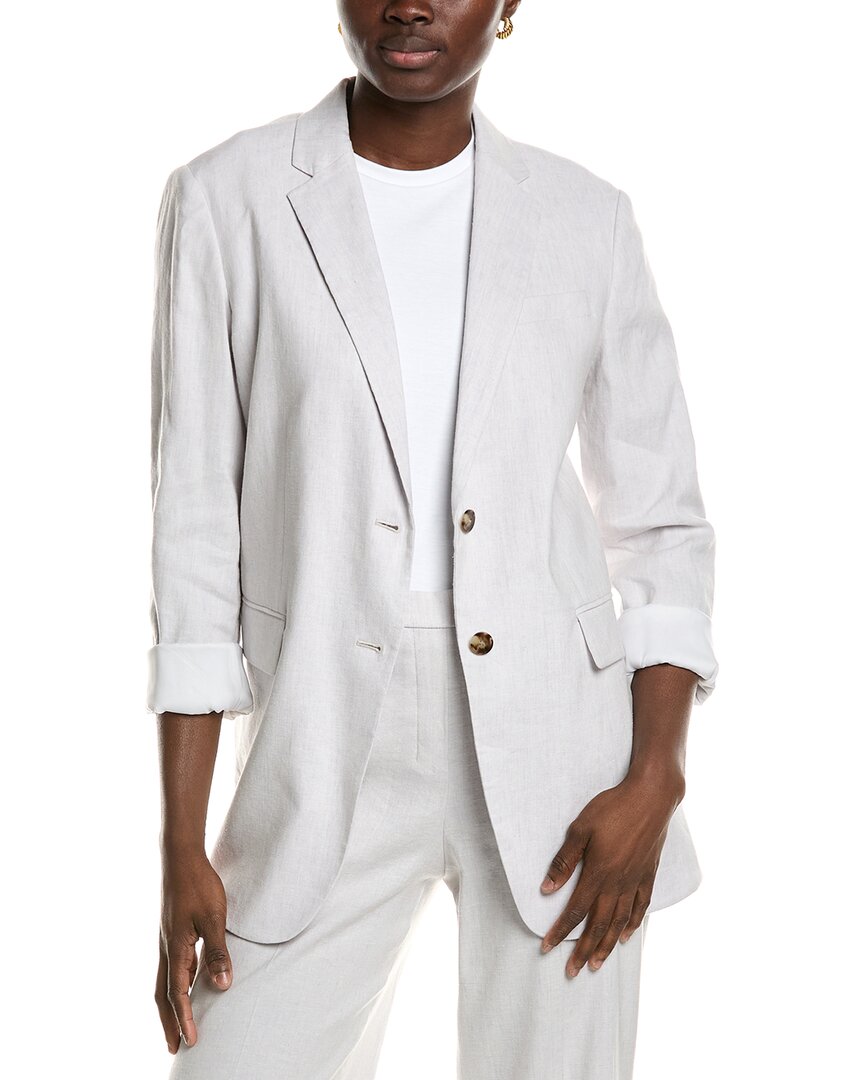 Theory Rolled Sleeve Bf Linen-blend J Jacket In White