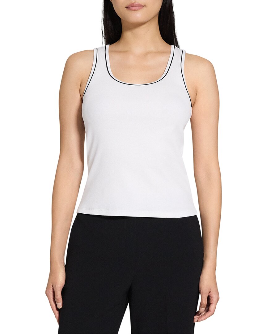 Theory Ribbed Scoop-neck Tank Top In White