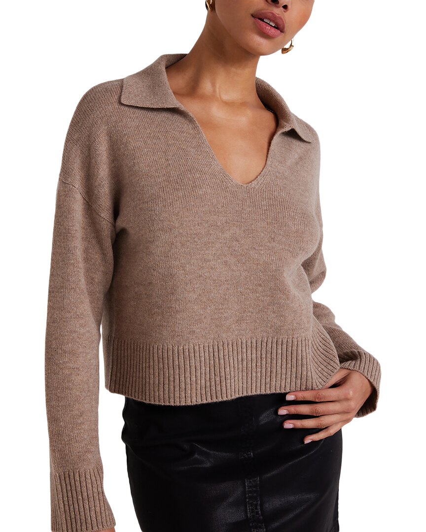 Bella Dahl Pullover Sweater With Collar In Heather Fawn In Brown