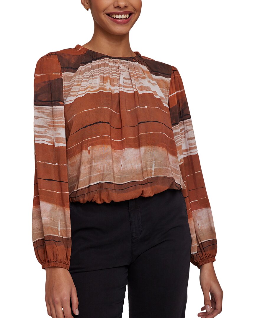 Bella Dahl Elastic Shirred Top In Brown