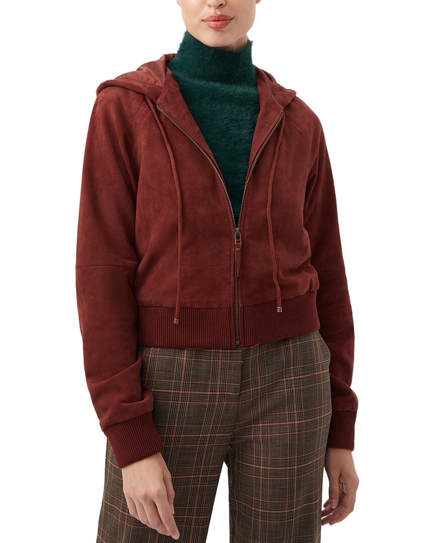 Trina Turk Dalma Suede Hooded Jacket In Brown