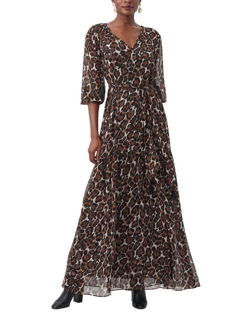 Trina Turk Shalina Leopard Print Balloon Sleeve Chiffon Maxi Dress In Multi