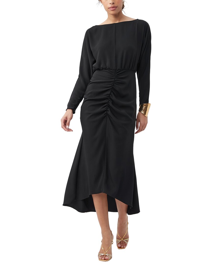 Trina Turk Behati Ruched High-low Midi Dress In Black