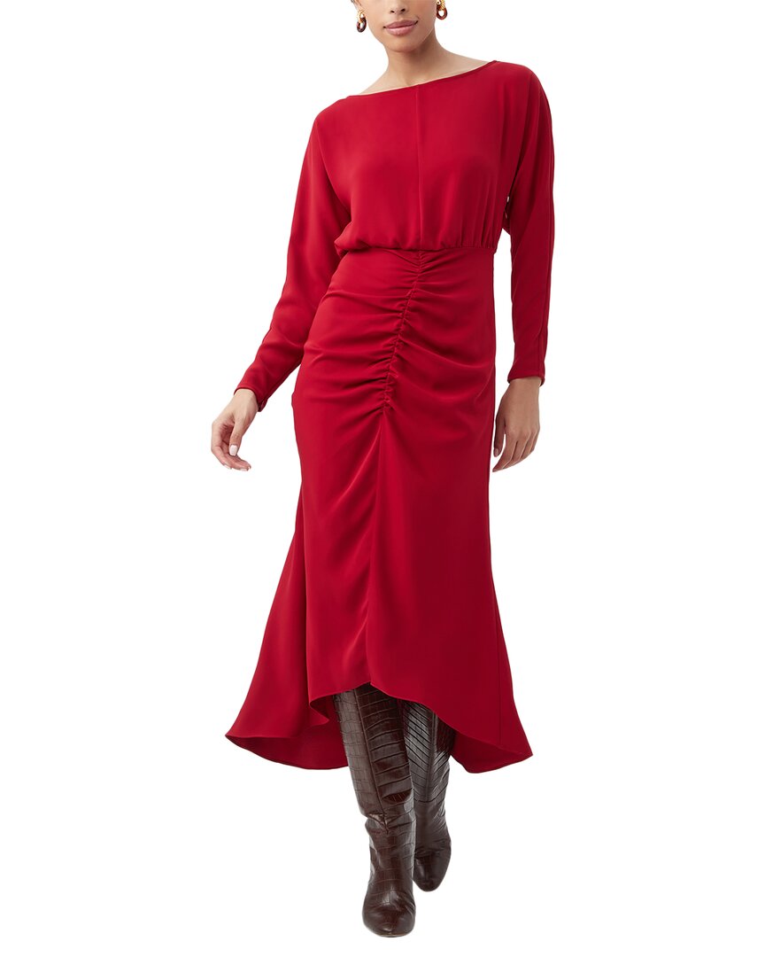 Trina Turk Behati Ruched High-low Midi Dress In Red